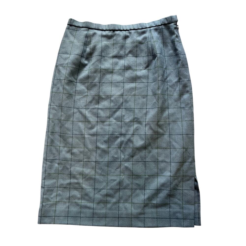 Pendleton wool windowpane plaid pencil skirt lined US made minimalist academia